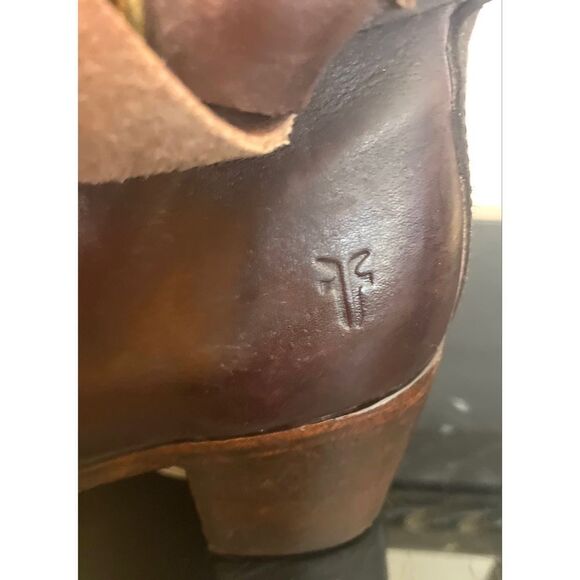 Vintage USA FRYE Women's Brown Leather Biker Boots Size 10B Preowned - Picture 12 of 13